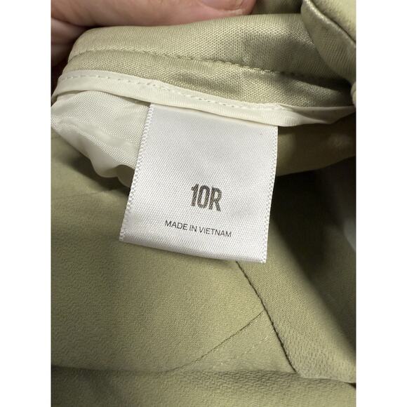 Express Editor Pants Mid Rise Size 10R Khaki Relaxed Trousers Wide Leg Long - Picture 7 of 8